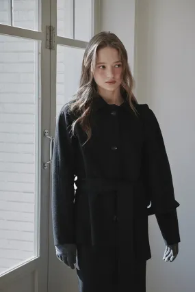 [MAUSOLEUM] FW 24 Gemma wool half coat-Black