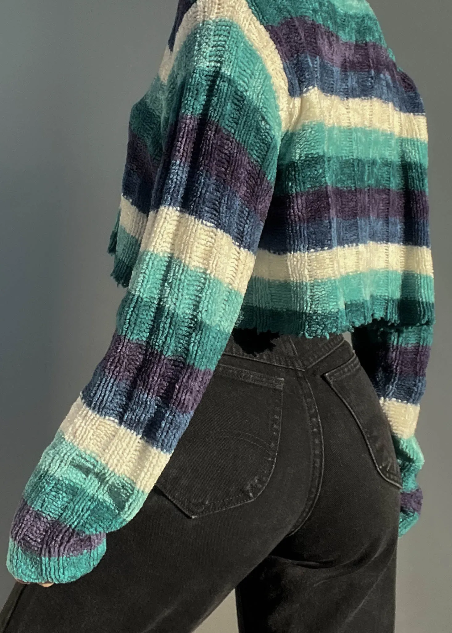 90's Plush Striped Knit (L)