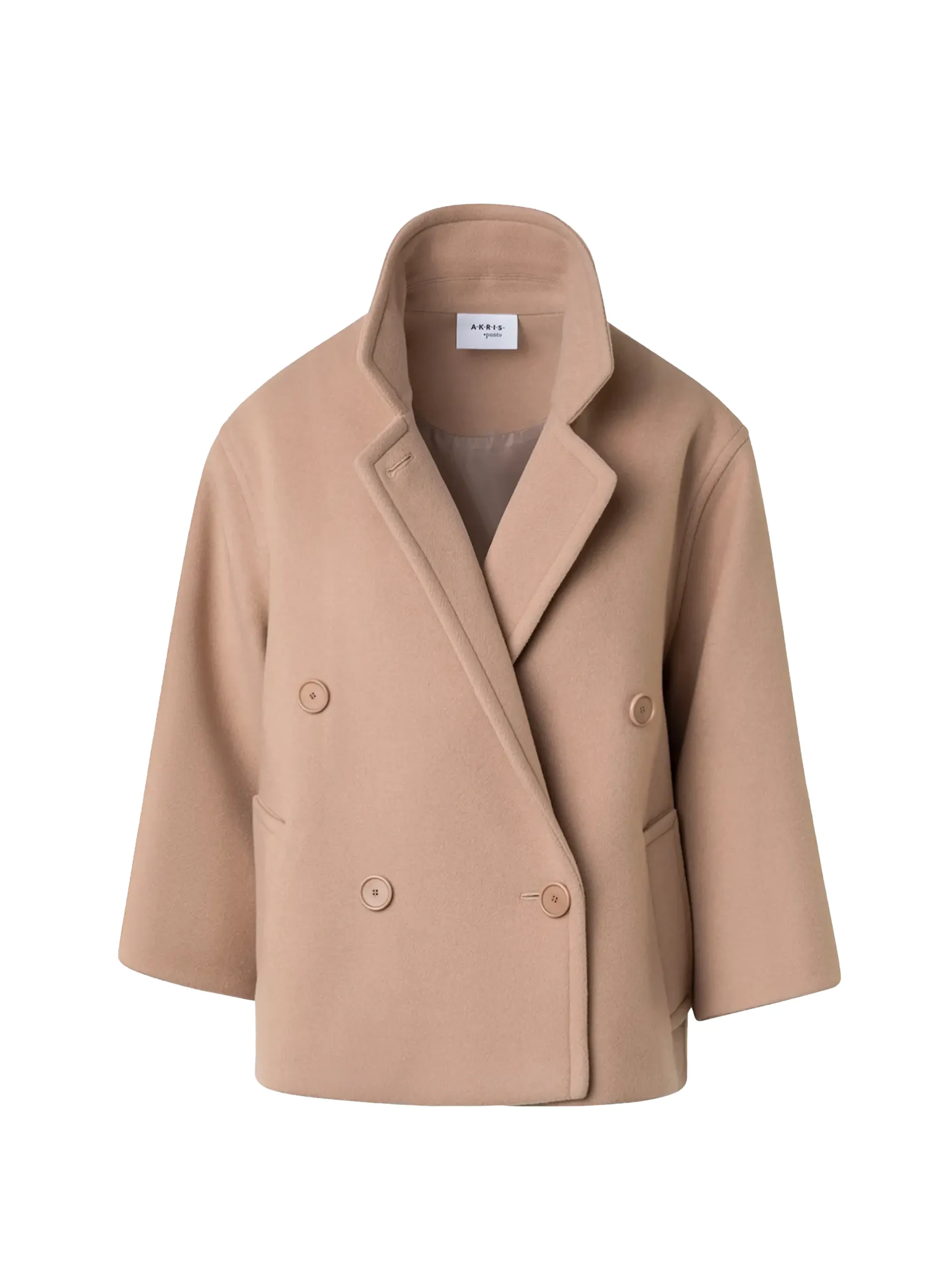 Akris Punto Wool Tricotine Double-Breasted Car Coat