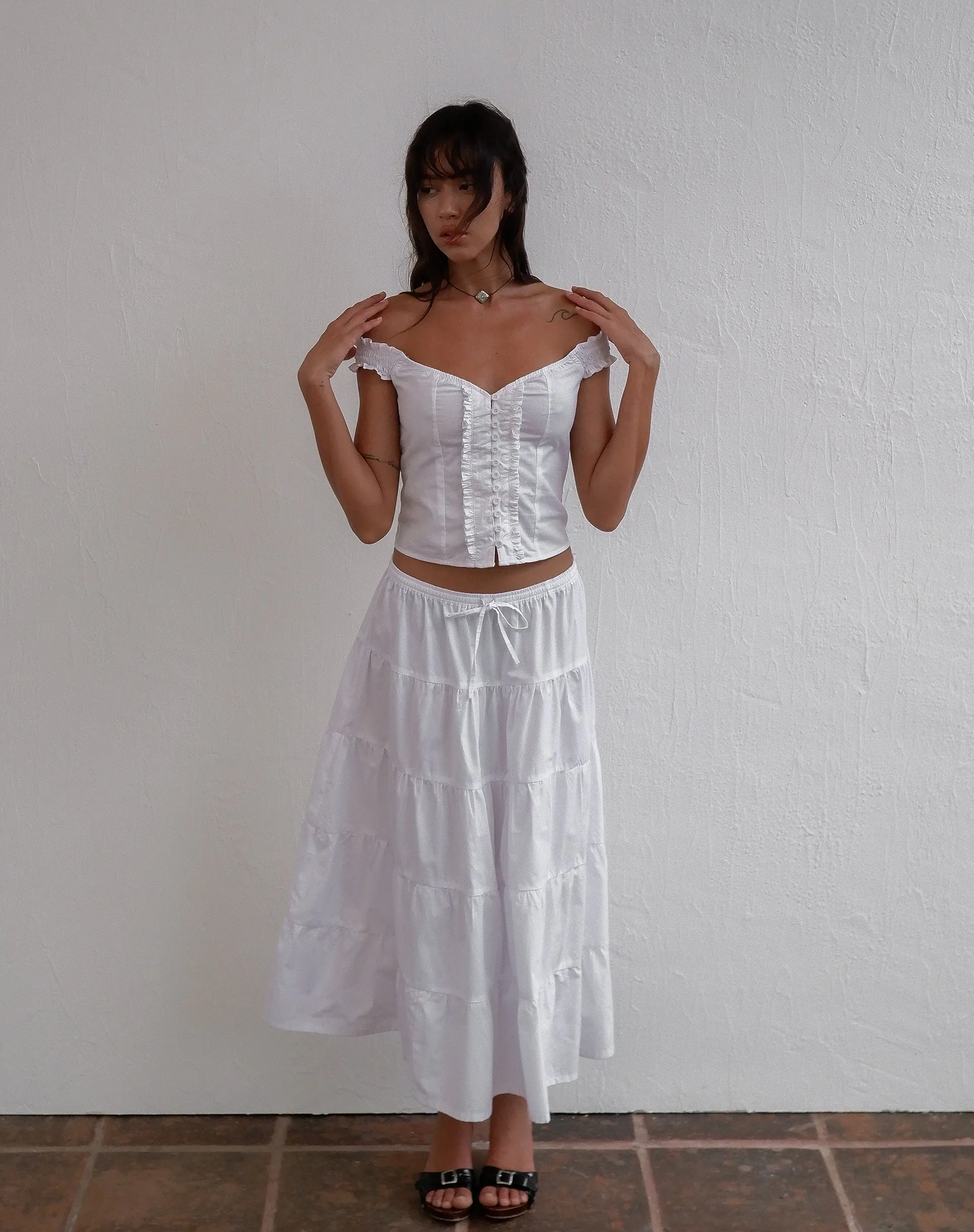 Alderidge Bardot Corset Top in White