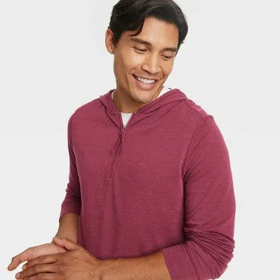 All In Motion Men's Half-Zip Wool Pullover Hoodie Moisture Wicking Quick Drying