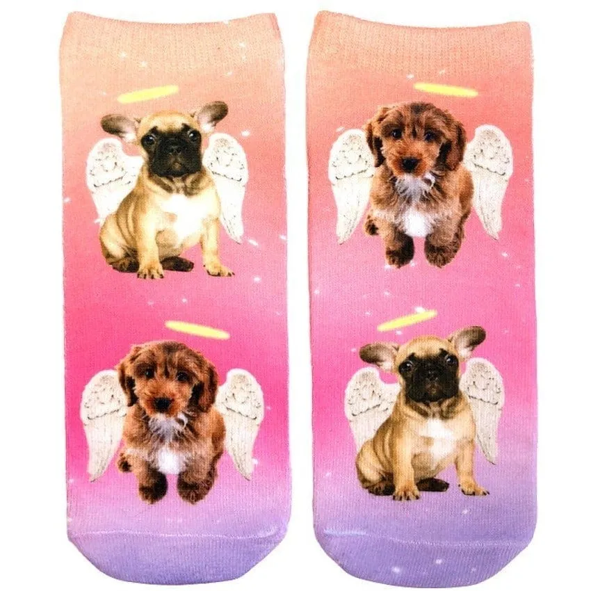 Angel Puppies All Over Puppy Picture Women's Ankle Socks *