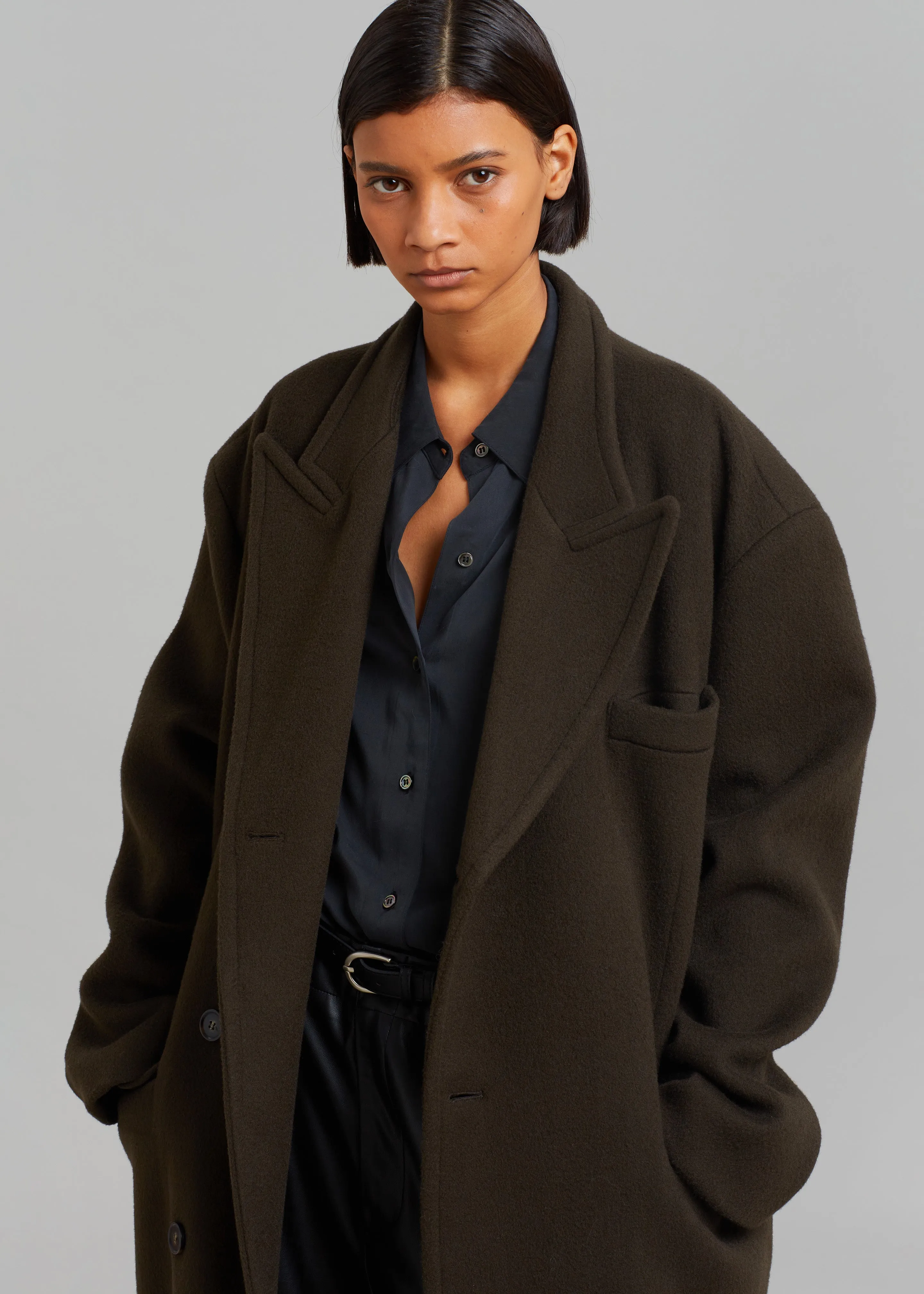 Anya Oversized Coat - Dark Brown