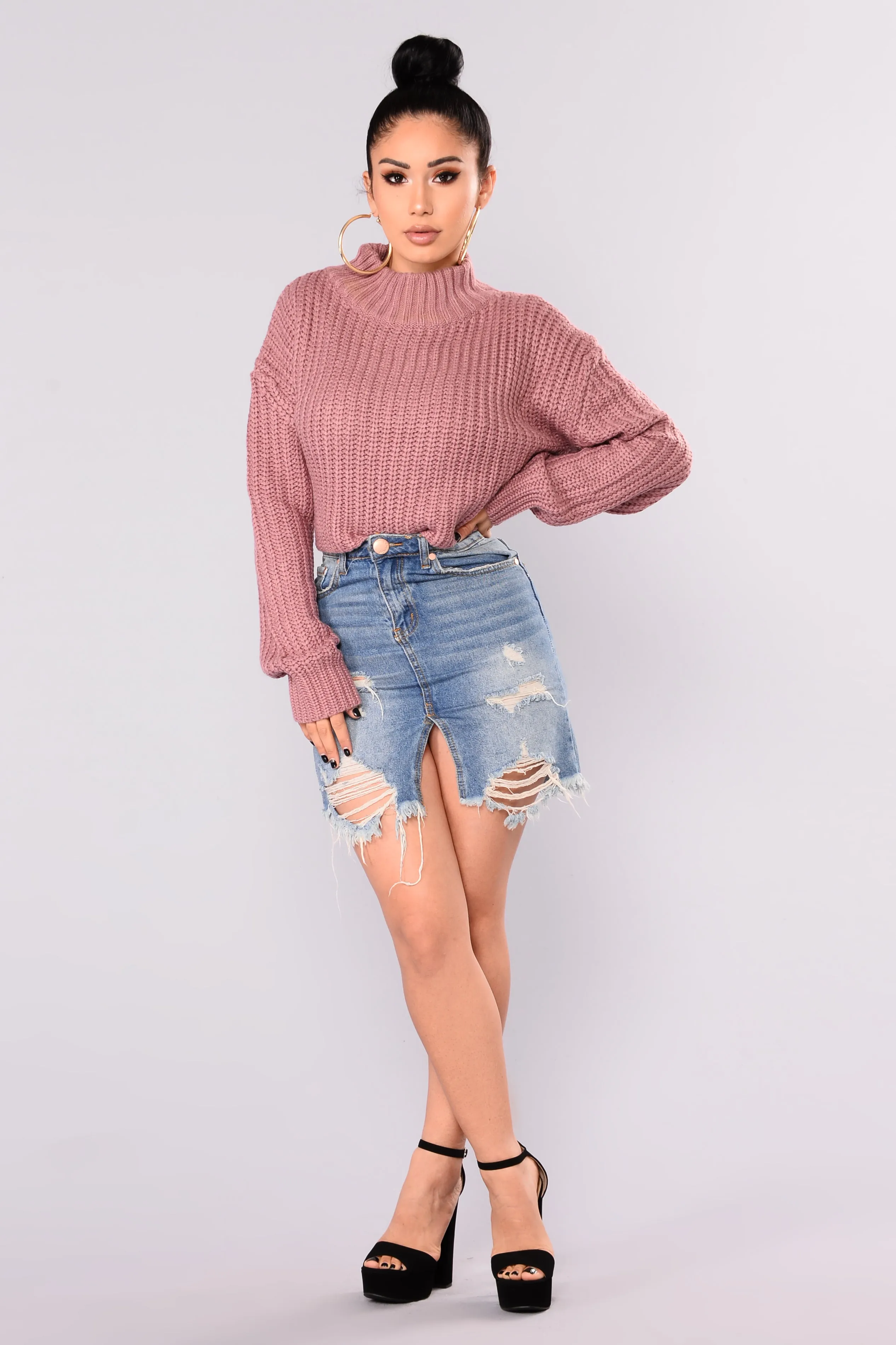 Avelina Long Sleeve Sweater - Mauve