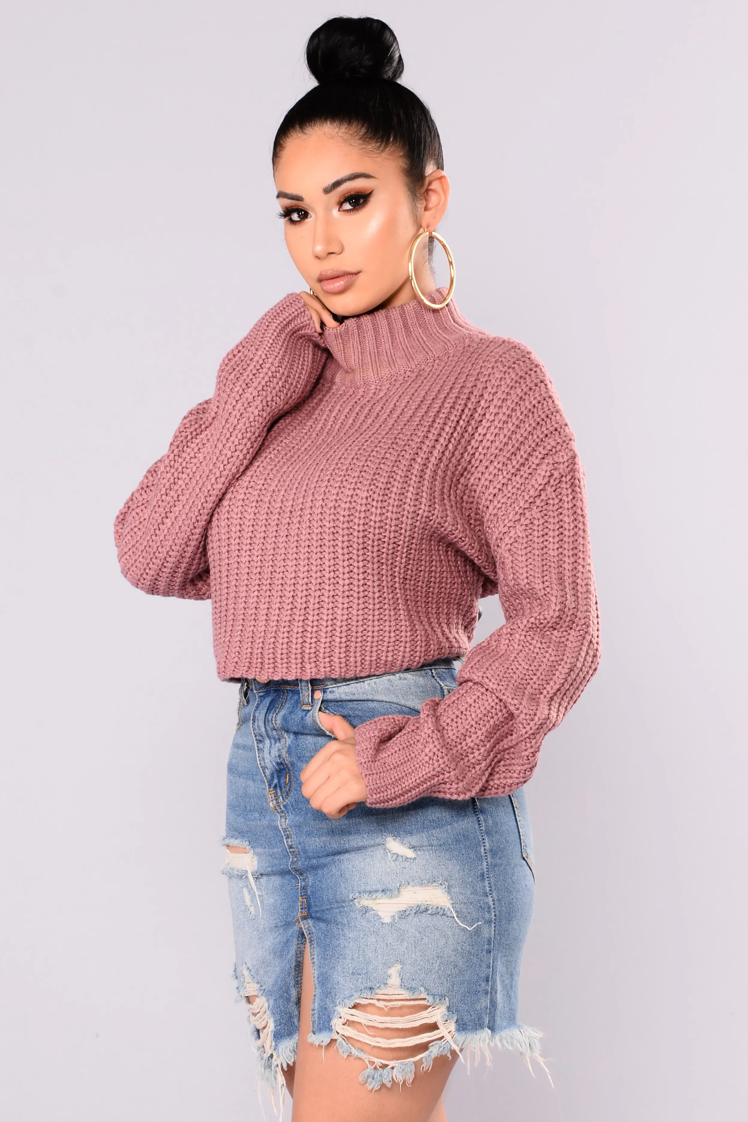 Avelina Long Sleeve Sweater - Mauve