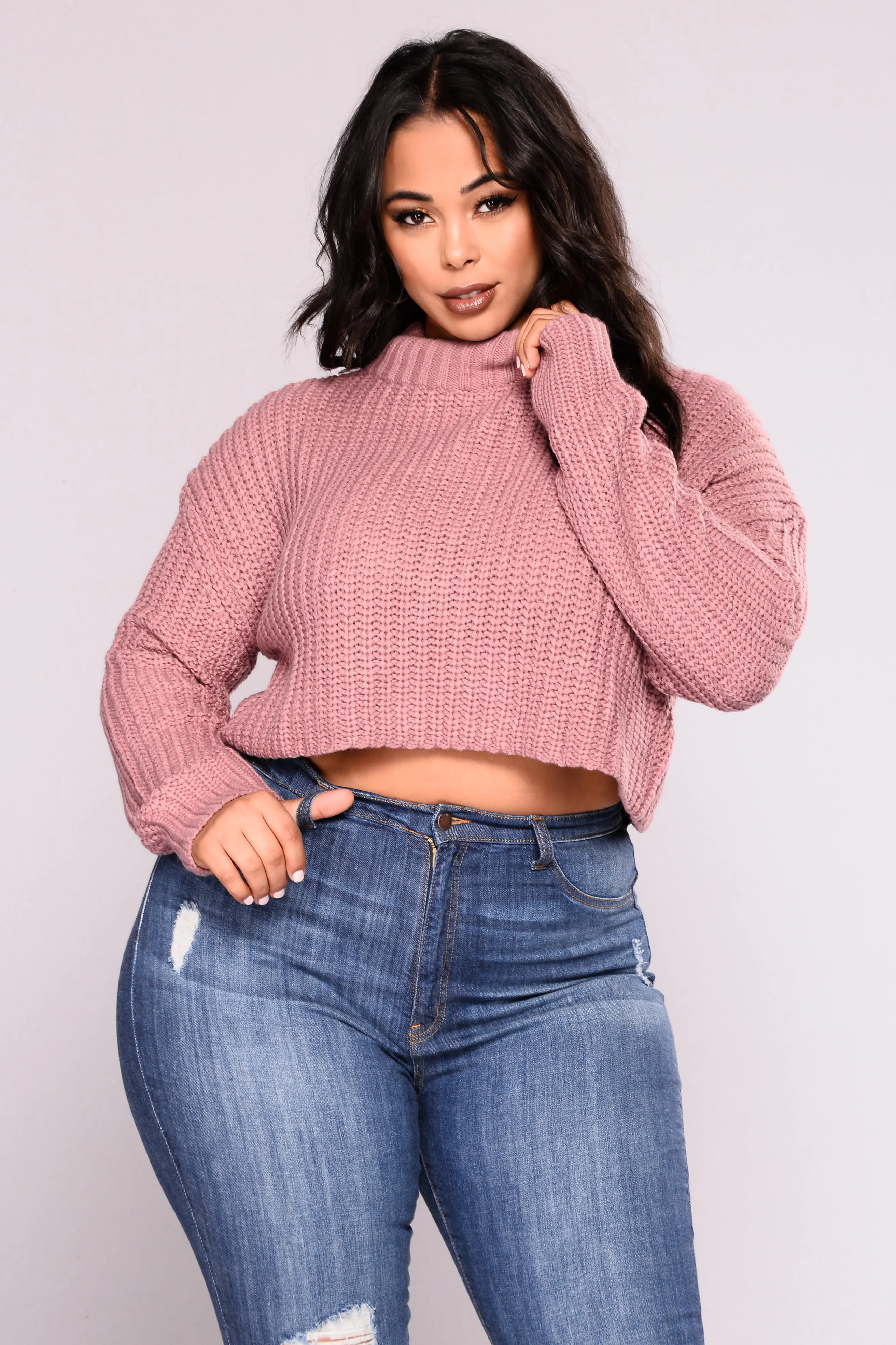 Avelina Long Sleeve Sweater - Mauve