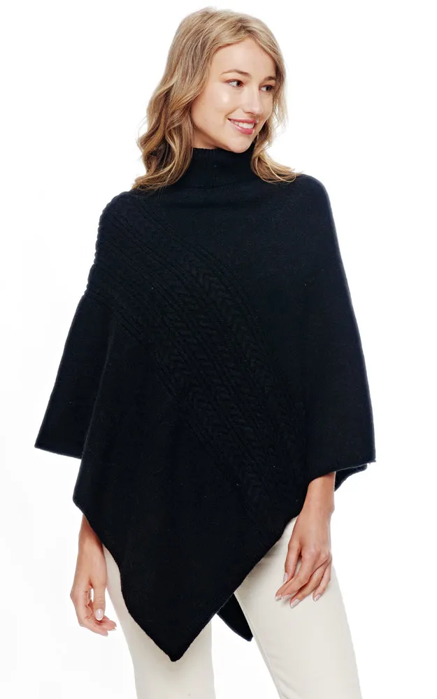 BAAP2001 Cable Knit Turtle Neck Poncho