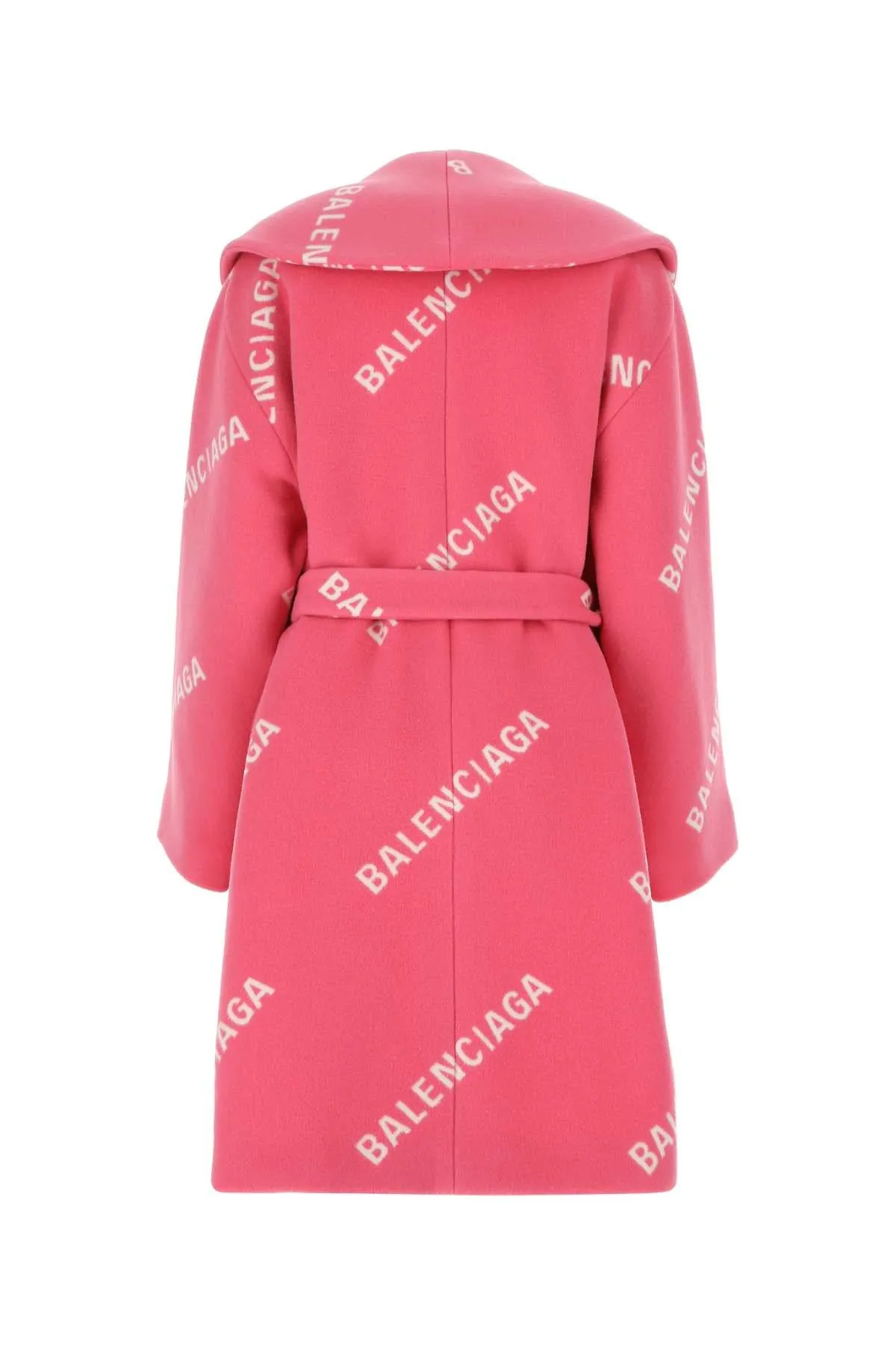 Balenciaga Allover Logo Belted Wrap Coat