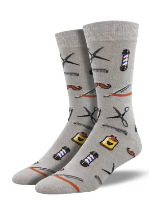 Barber Shop Men's Crew Socks Gray Heather