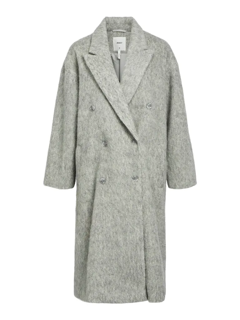 Belice Long Sleeve Coat Light Grey Melange