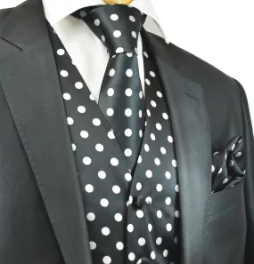 Black and White Polka Dot Tuxedo Vest Set