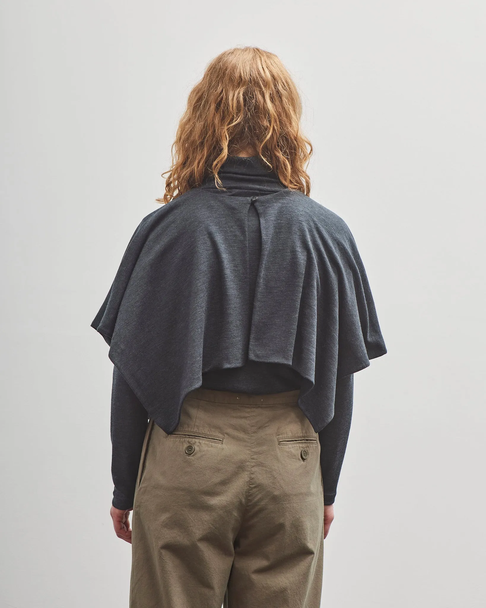 Black Crane Mini Poncho, Dark Grey