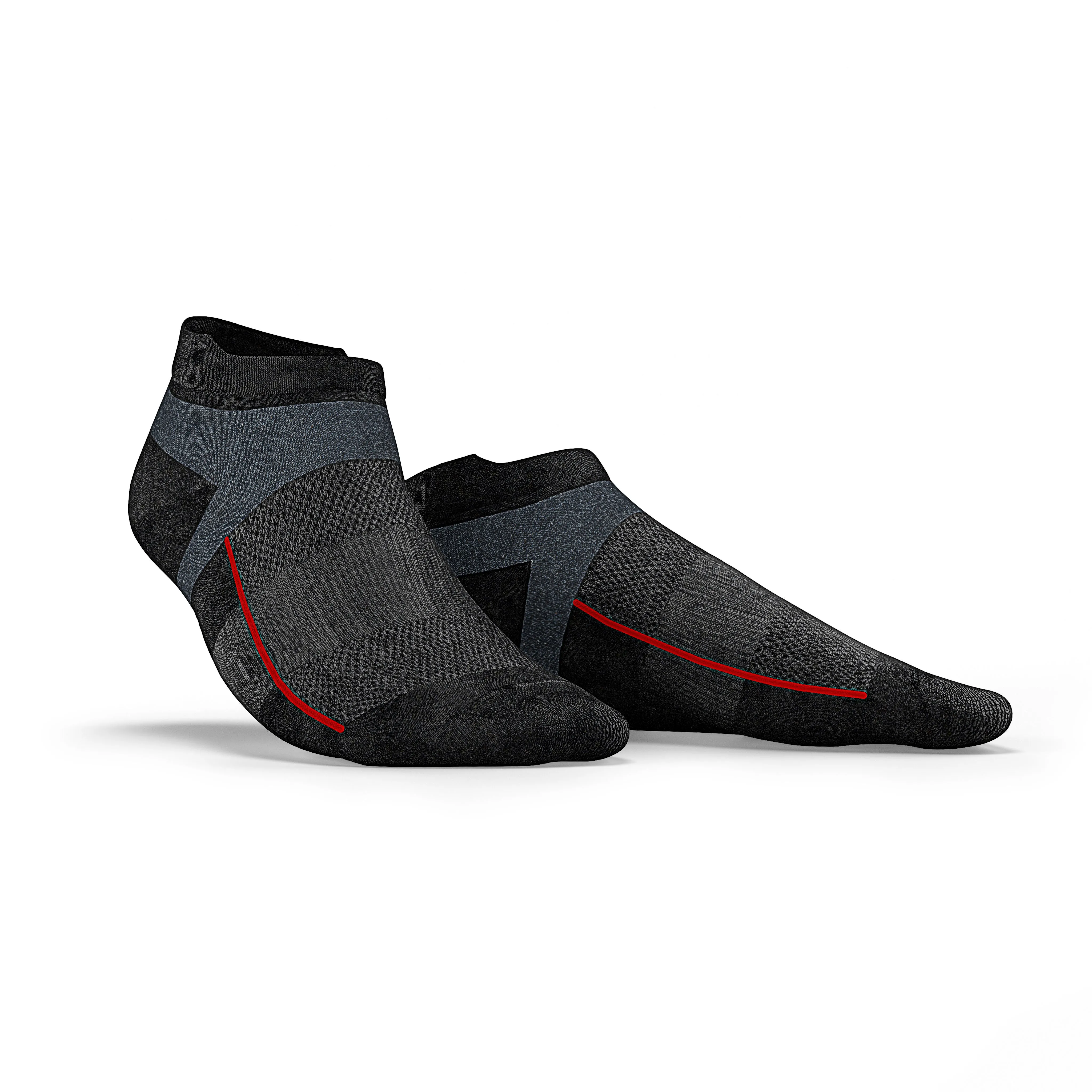 Black No Show Tab Cushioned Performance Socks - Unisex