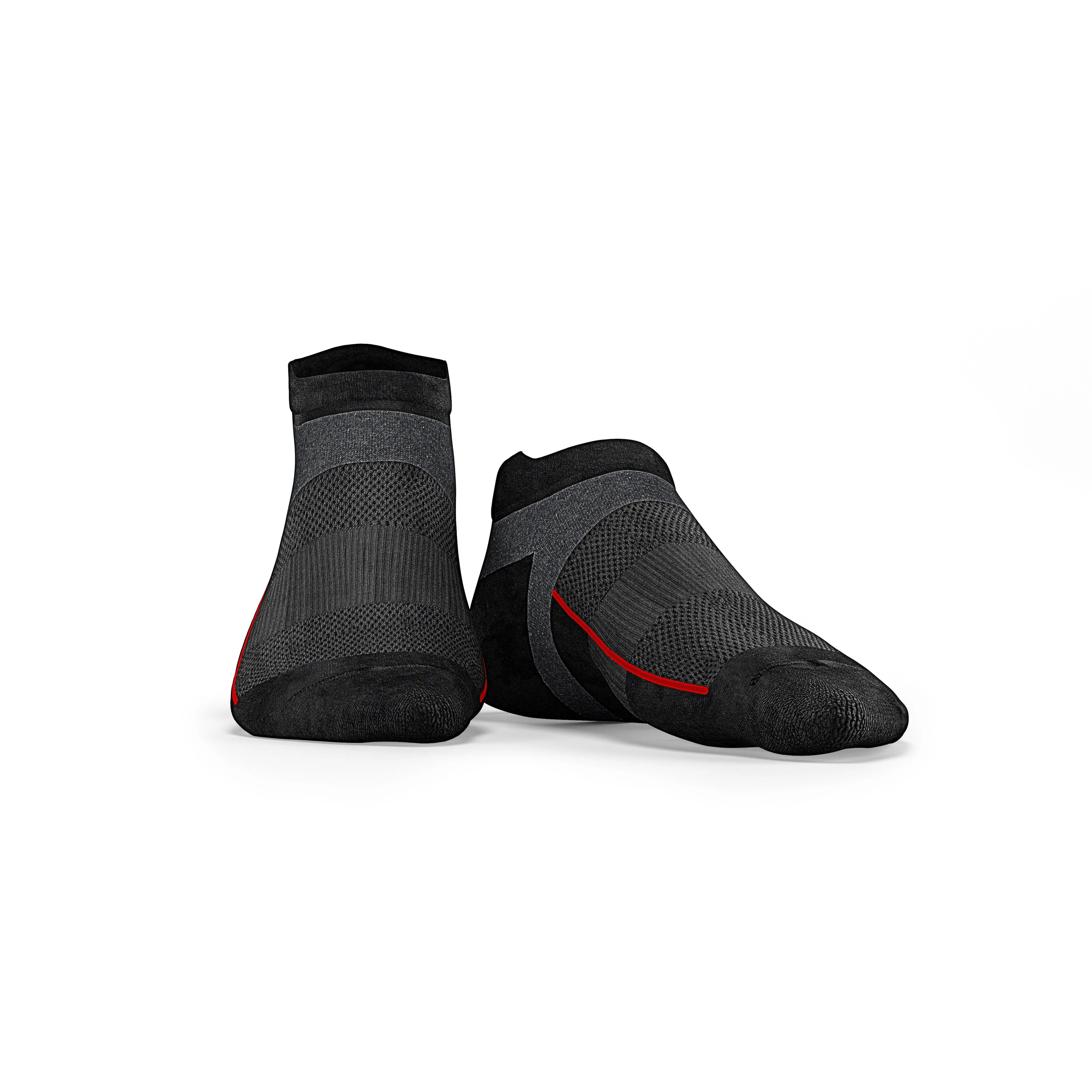 Black No Show Tab Cushioned Performance Socks - Unisex