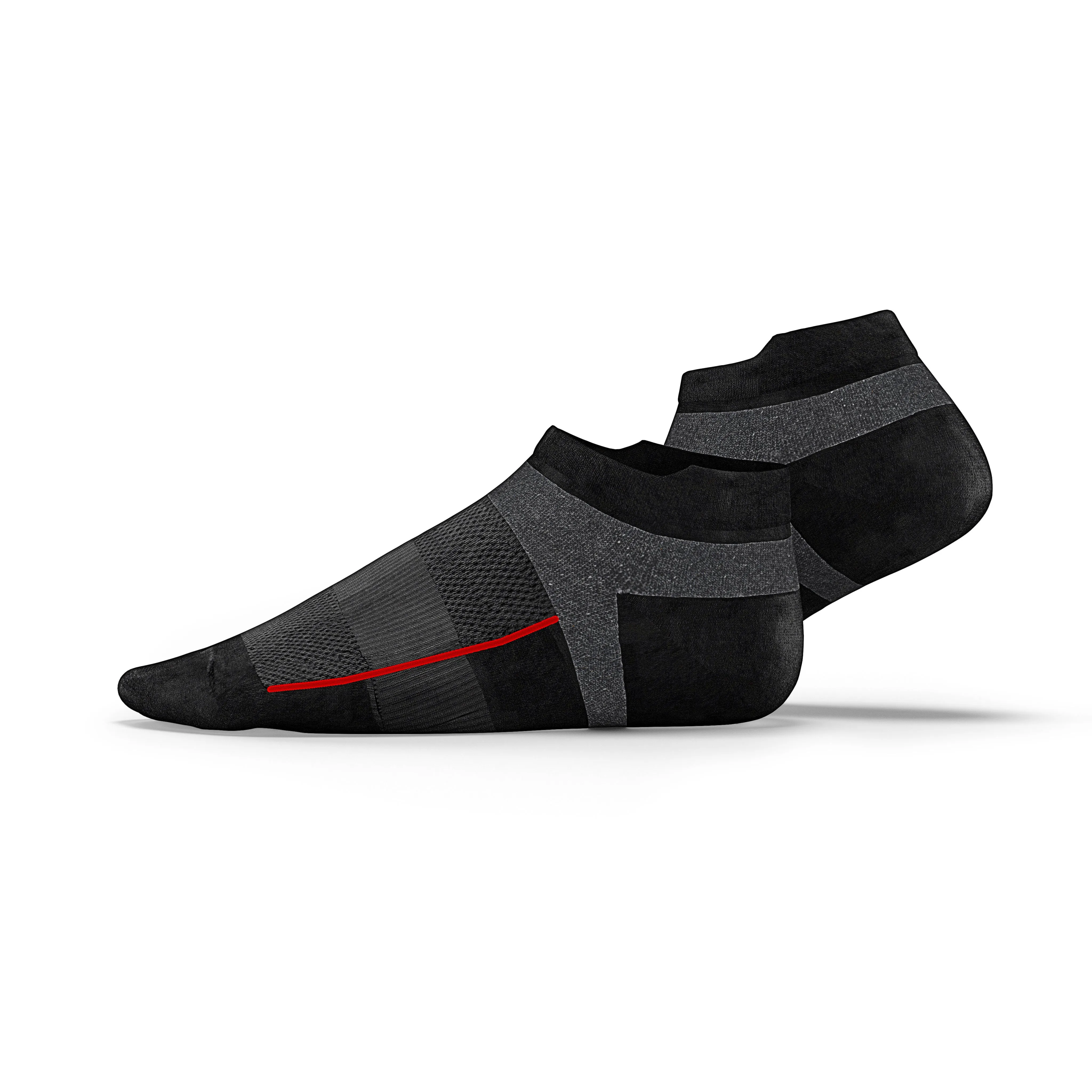 Black No Show Tab Cushioned Performance Socks - Unisex