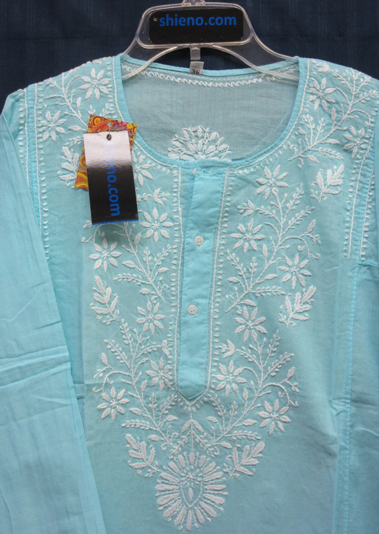 Blouse 7371 Cotton Voile Hand Embroidered Kurti Tunic Top Blouse