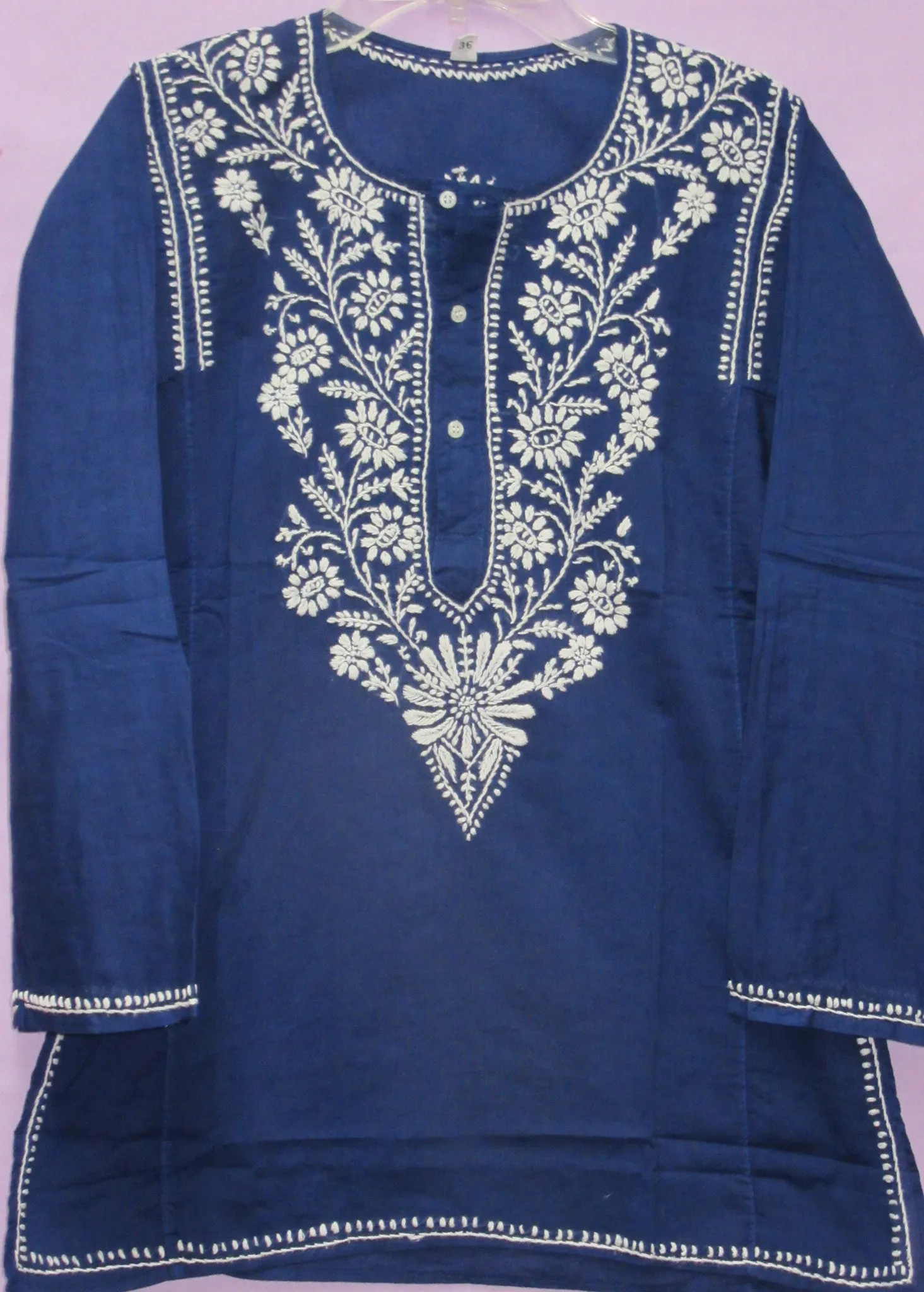 Blouse 7371 Cotton Voile Hand Embroidered Kurti Tunic Top Blouse