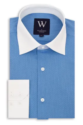 Blue Cutaway Collar Shirt with Blue Pin Dot