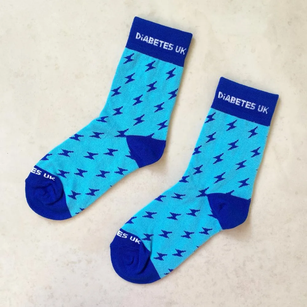 Blue Lightning Bolt Diabetes UK Socks