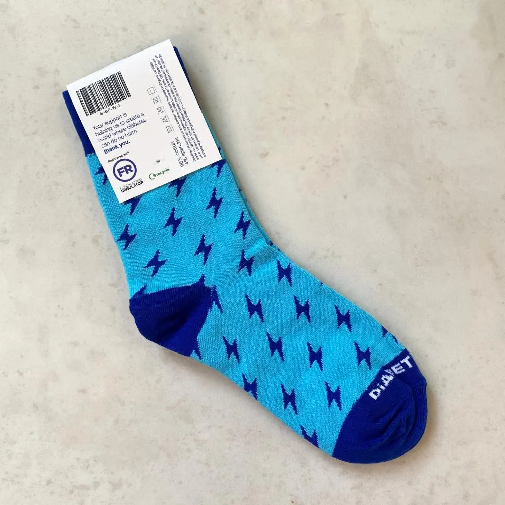 Blue Lightning Bolt Diabetes UK Socks