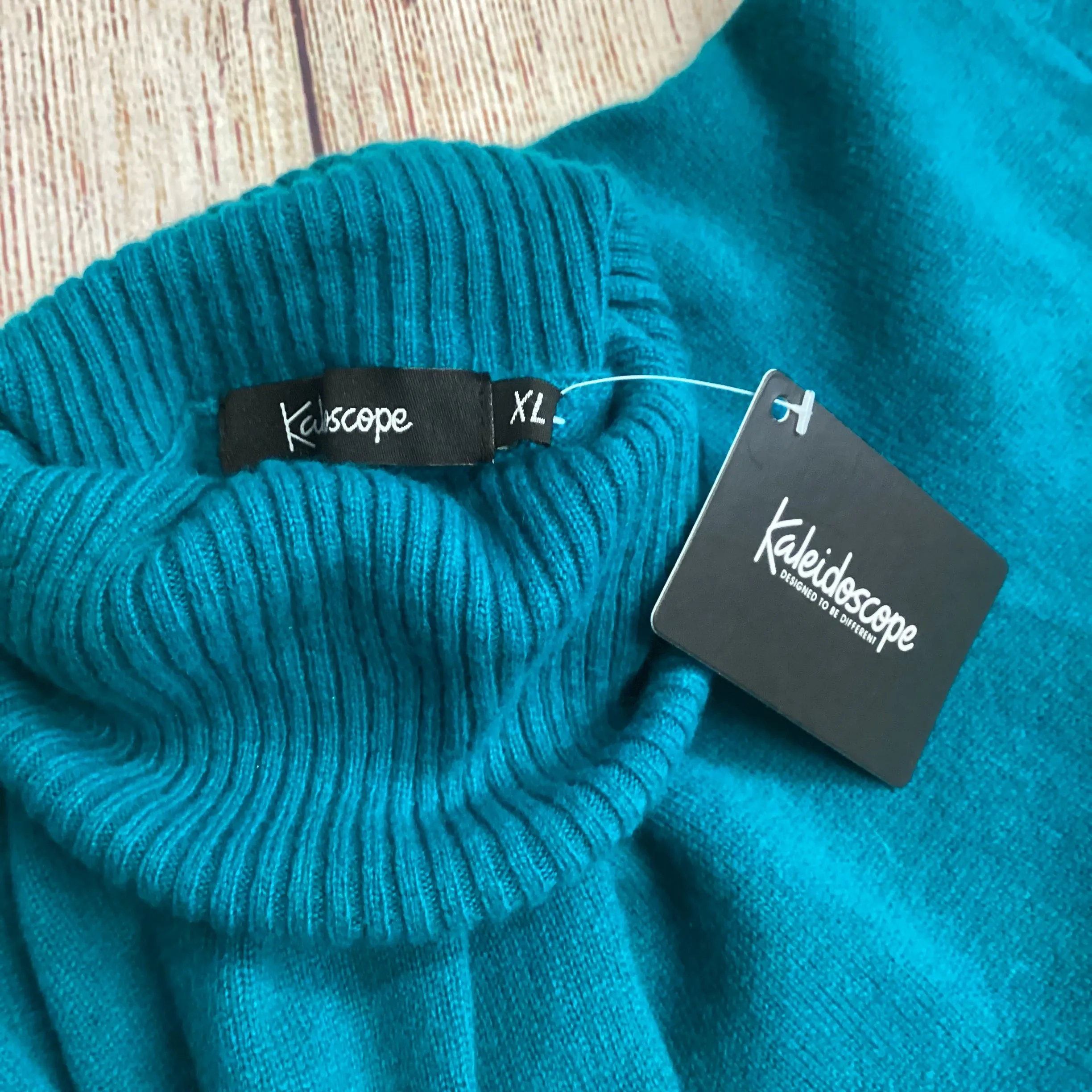 BNWT Kaleidoscope Teal Turtleneck Cashmere Jumper Size XL