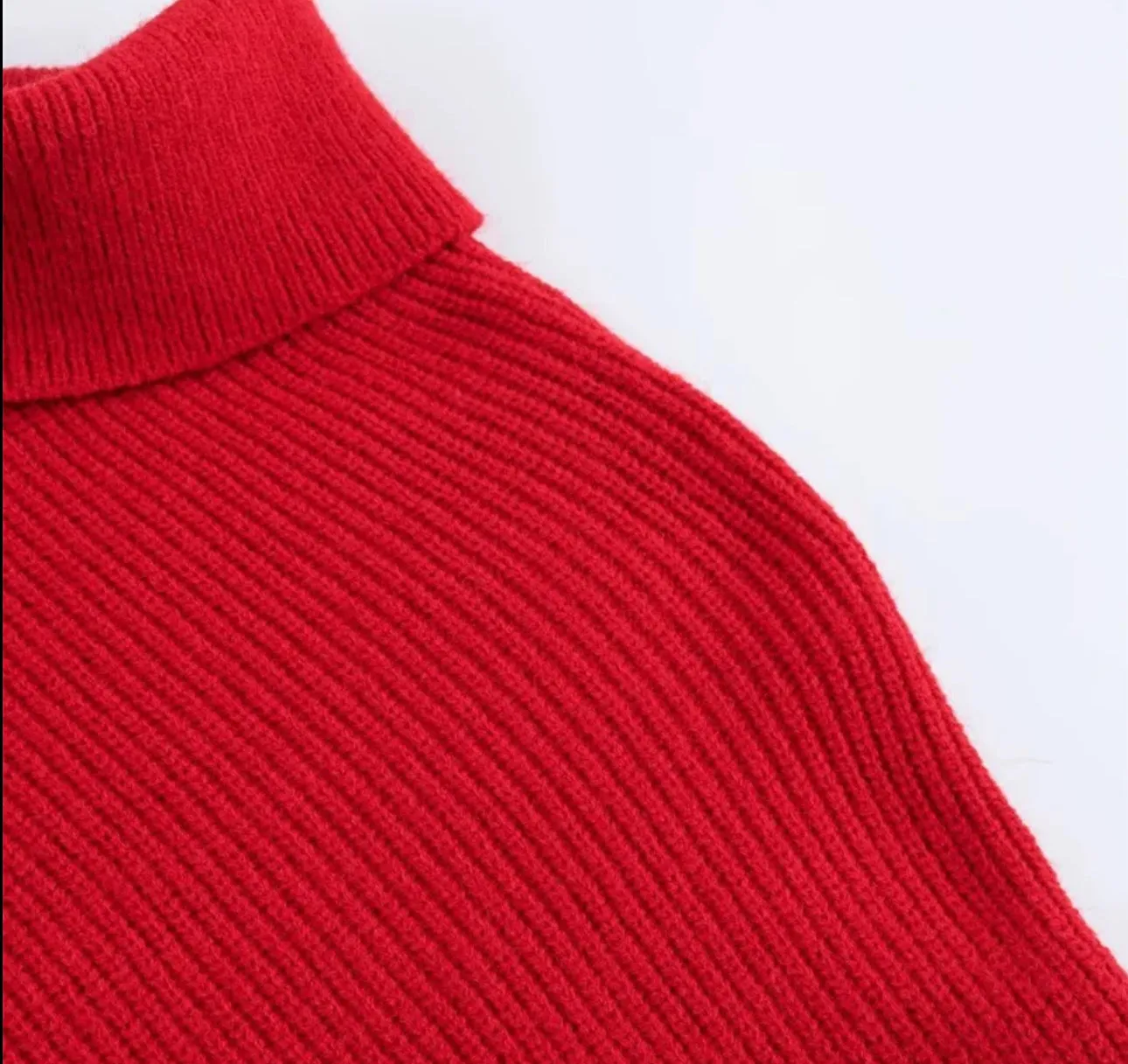 Bold Red Asymmetric Turtleneck Sweater