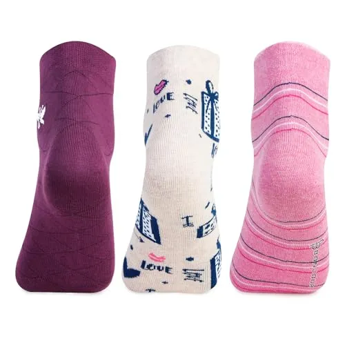 Bonjour Women's Cotton Ankle Length Fashion Socks - PO3