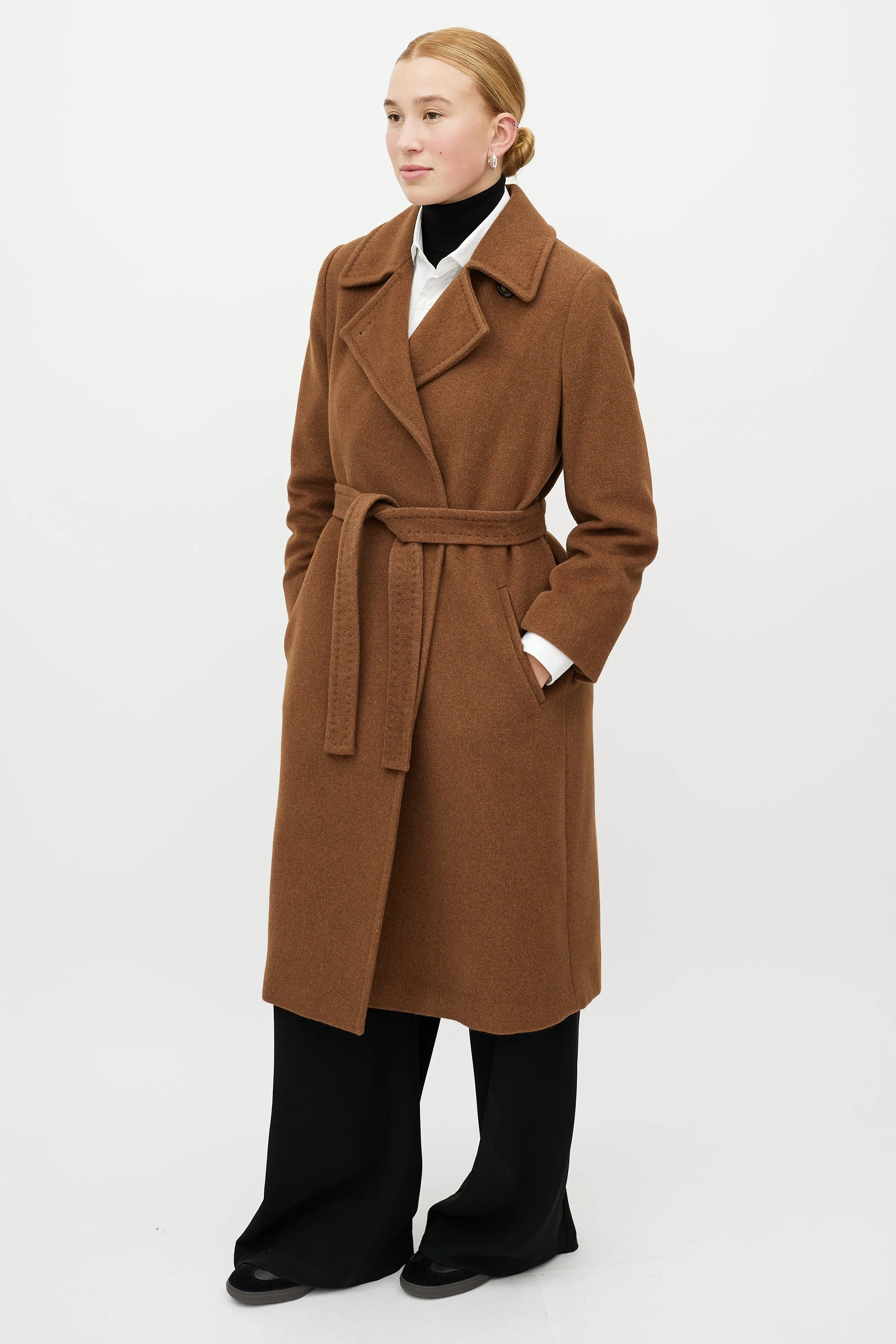 Brown Wool Belted Coat