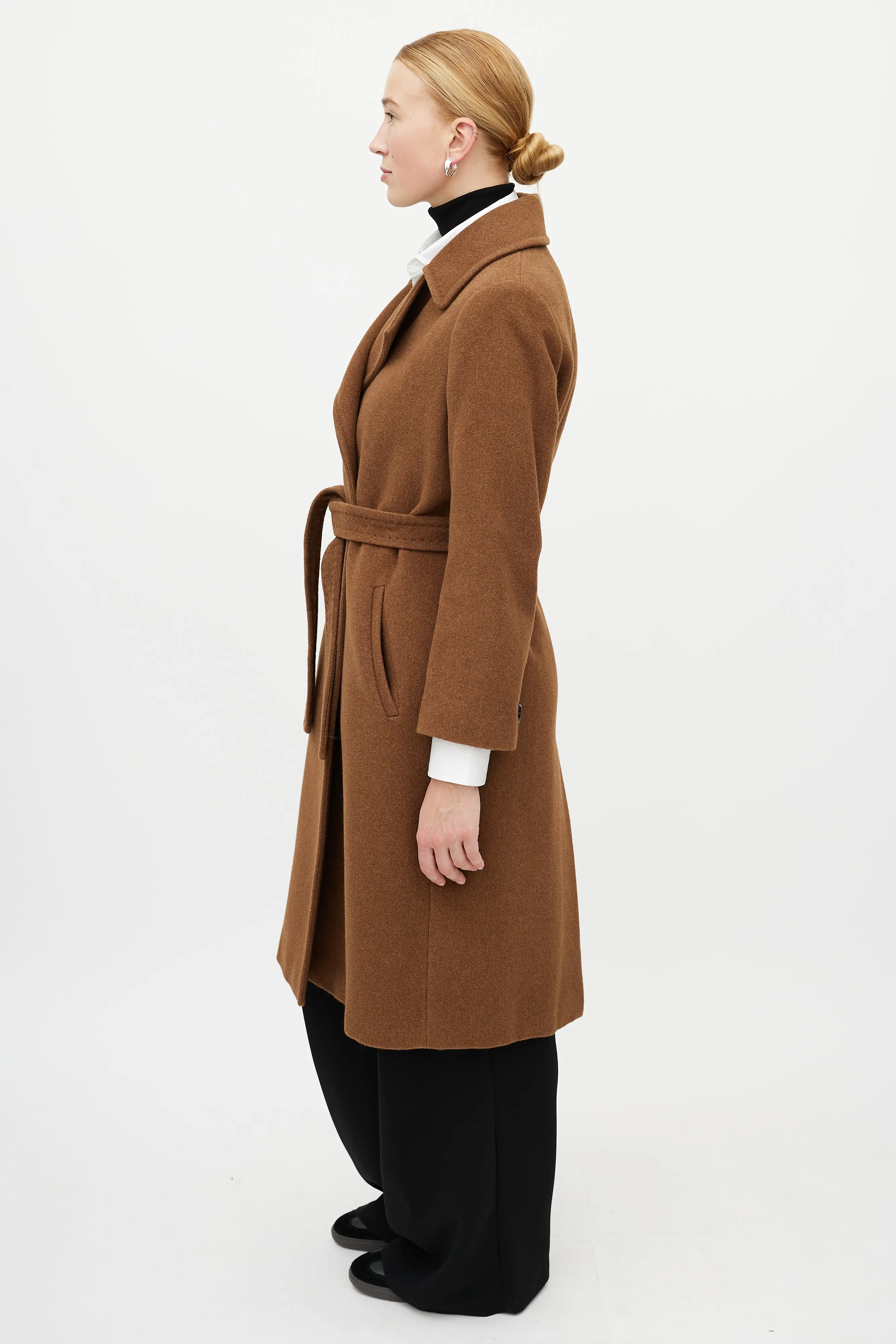 Brown Wool Belted Coat