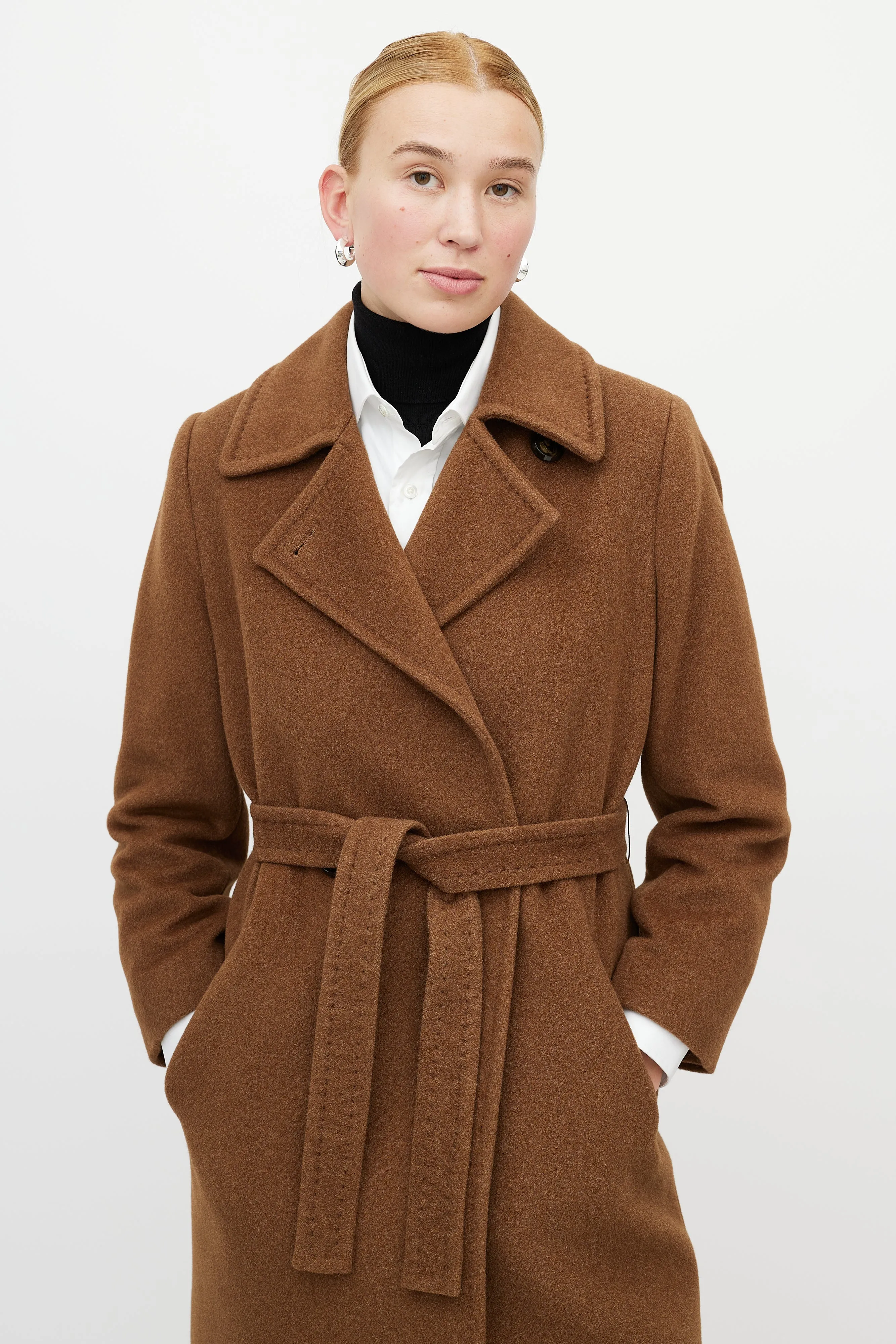 Brown Wool Belted Coat