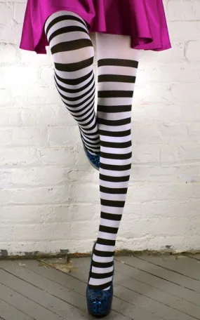 BT 80 BLACK AND WHITE HORIZONTAL STRIPE TIGHTS