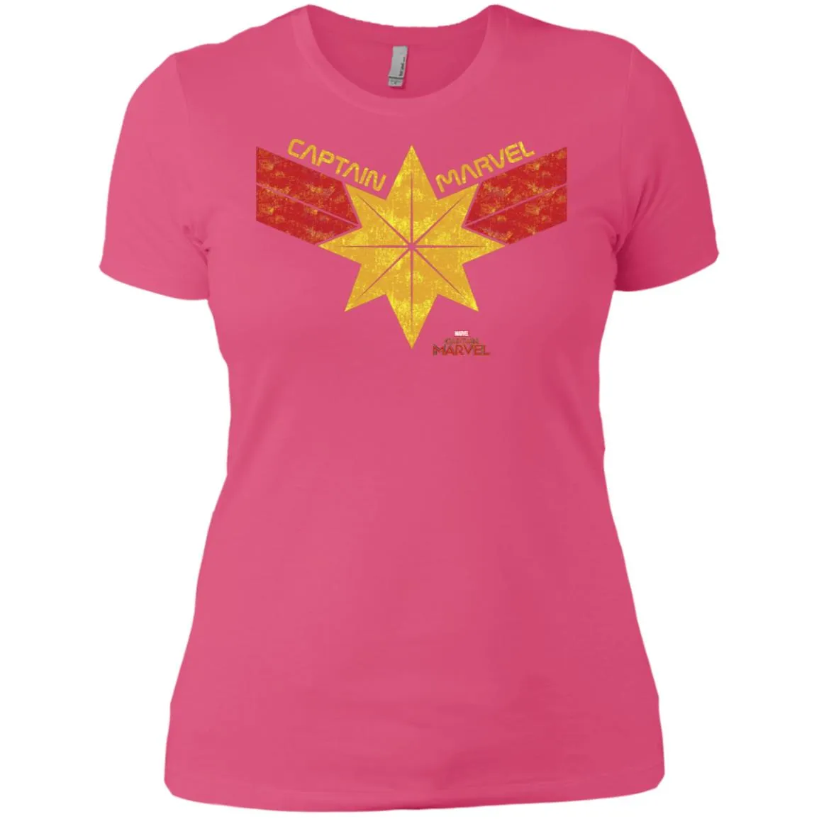 Captain Marvel Distressed Star Ribbon Logo Women Cotton T-Shirt