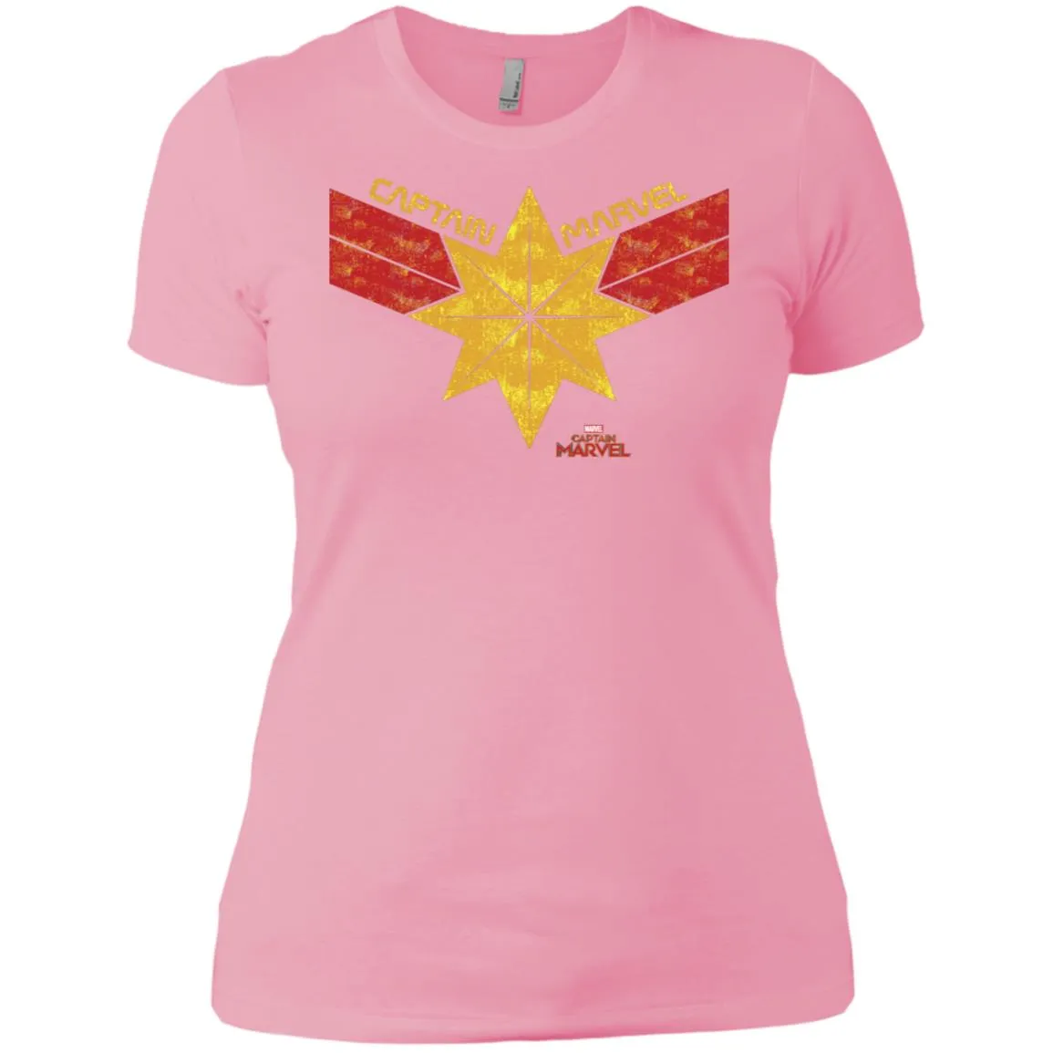 Captain Marvel Distressed Star Ribbon Logo Women Cotton T-Shirt