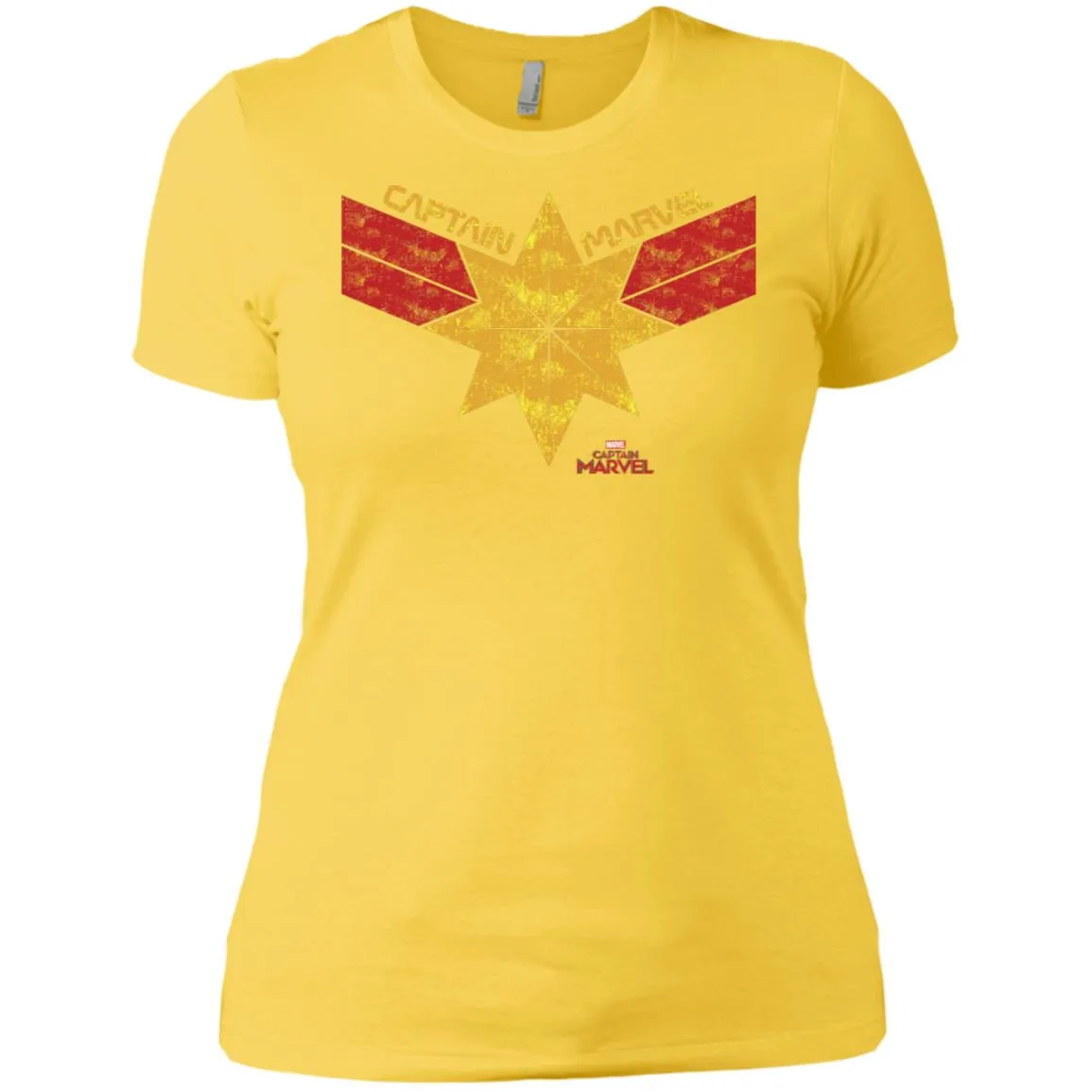 Captain Marvel Distressed Star Ribbon Logo Women Cotton T-Shirt