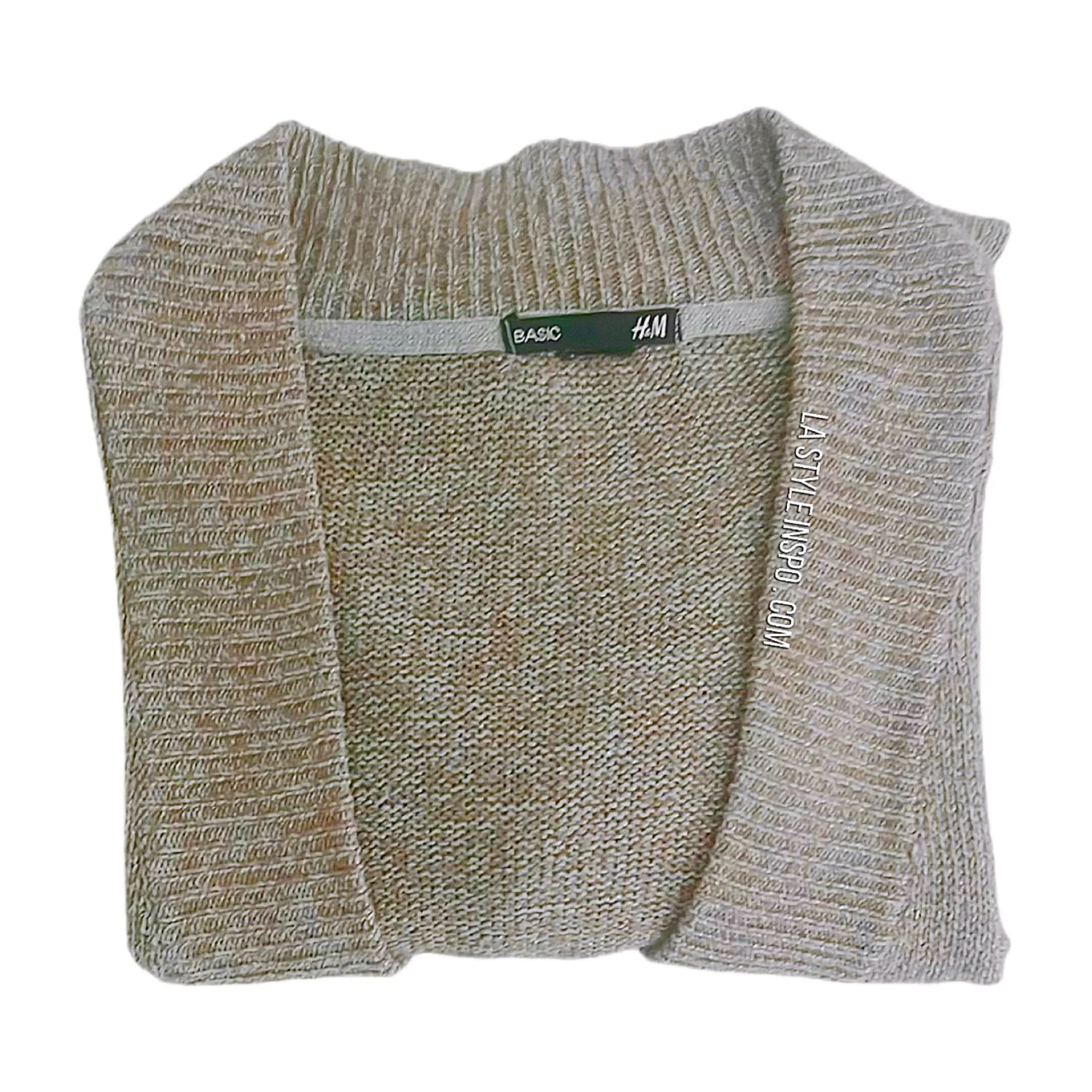 Cardigan Tan Beige Knit Shiny S/M