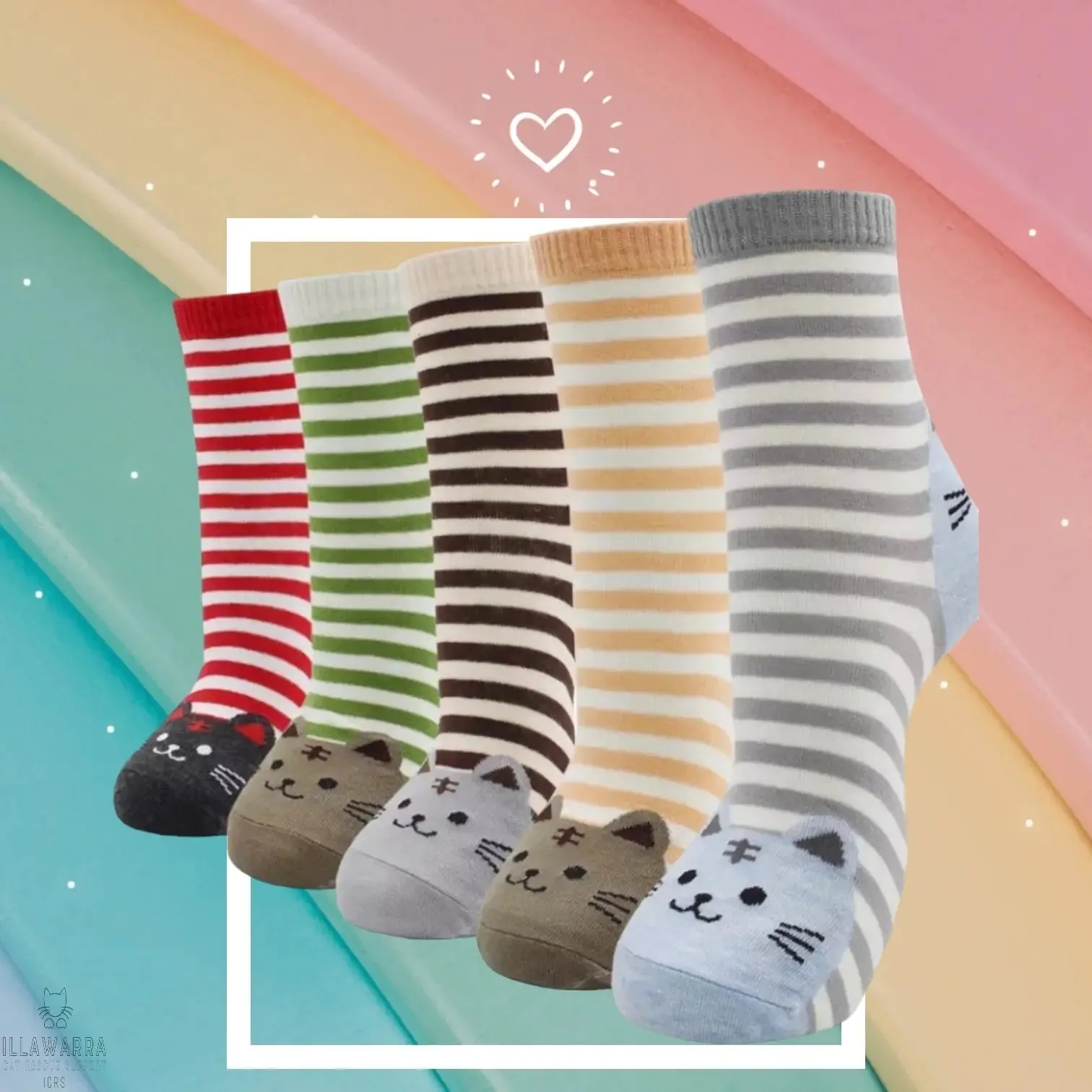 Cat Themed Socks Aus (Size 6-9) Stretch