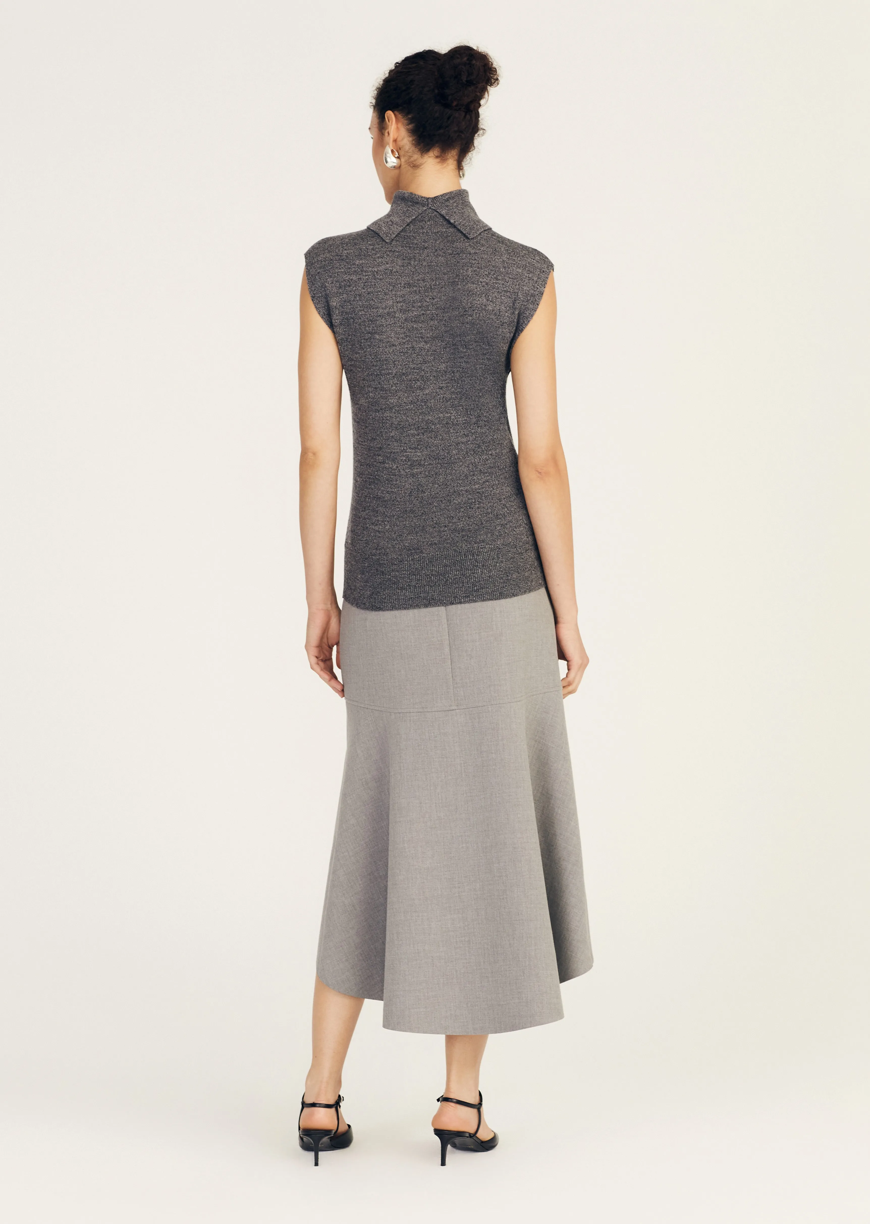 Contro Turtleneck Knit Vest - Grey Melange