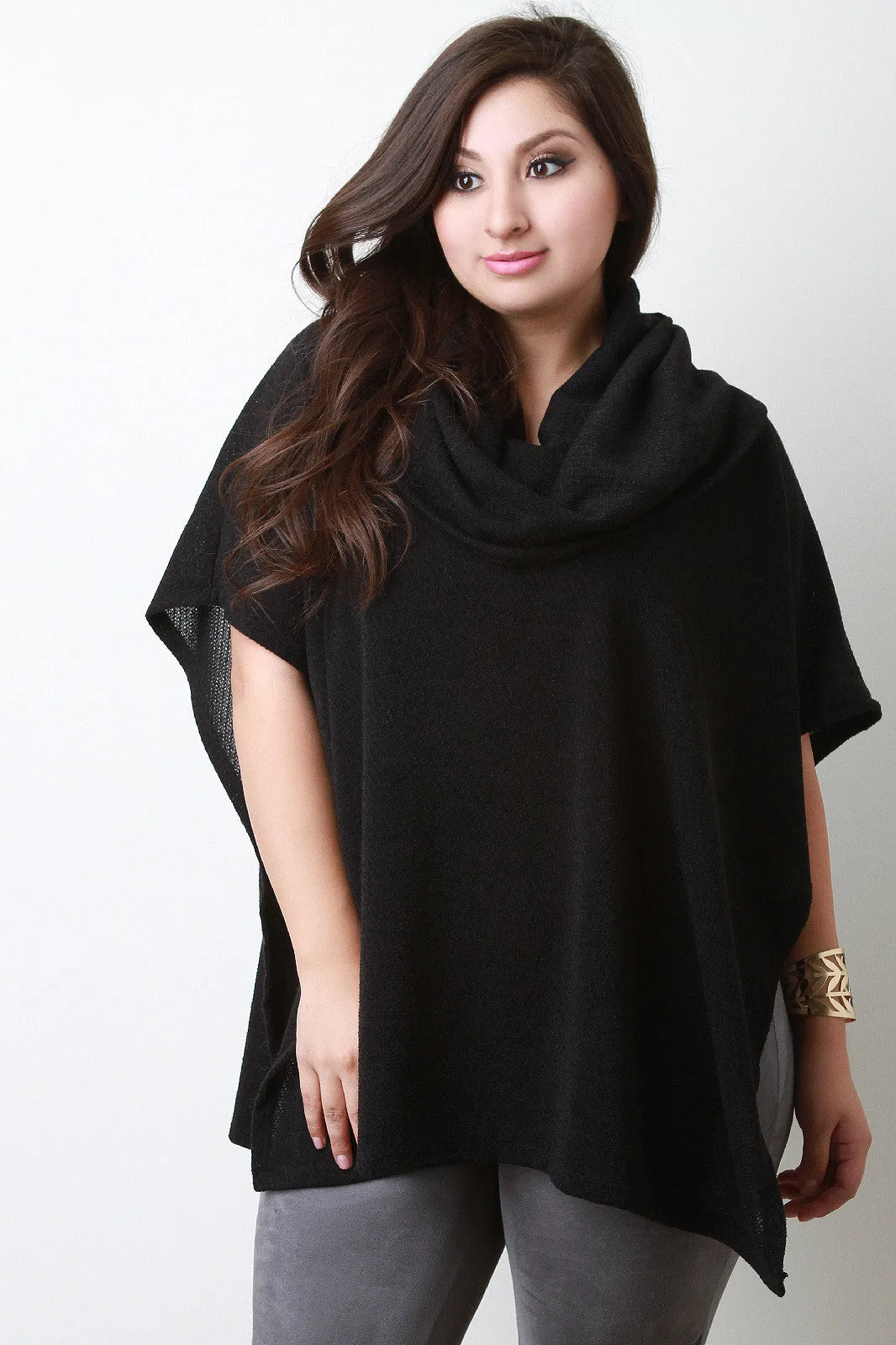 Cowl Neck Open Sides Poncho Top