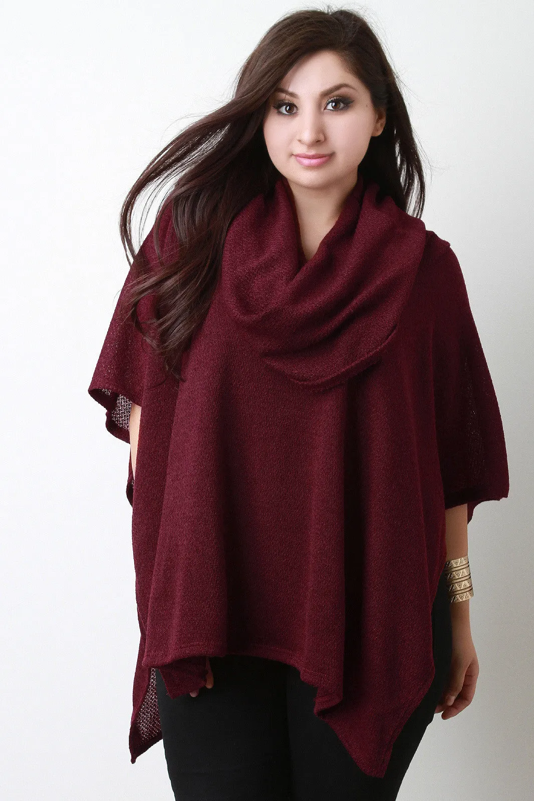 Cowl Neck Open Sides Poncho Top