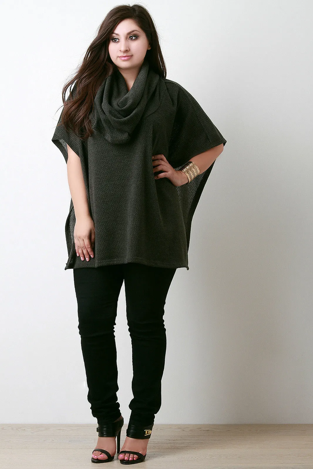 Cowl Neck Open Sides Poncho Top