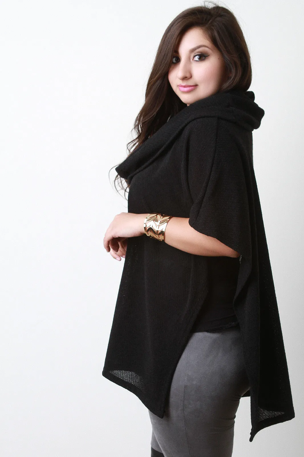 Cowl Neck Open Sides Poncho Top