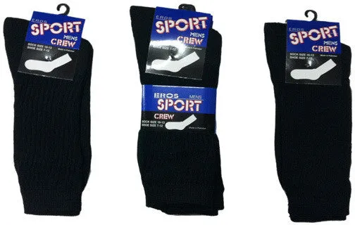 crew socks - black - men's size 10-13 Case of 60