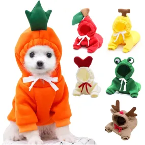 Cute Fruit Dog Hoodie - Warm Fleece Clothes for Small & Medium Pets