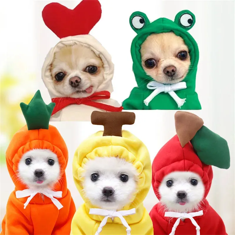 Cute Fruit Dog Hoodie - Warm Fleece Clothes for Small & Medium Pets