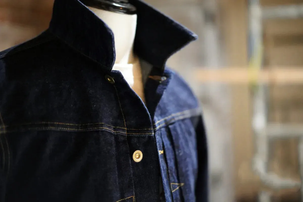 Denim Jacket for Men Indigo Dyed Selvedge Vintage Jeans Coat - Safari Style