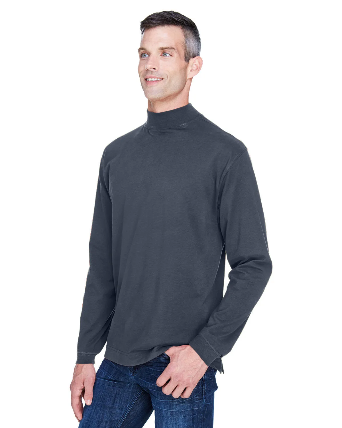 Devon & Jones Adult Sueded Cotton Jersey Mock Turtleneck