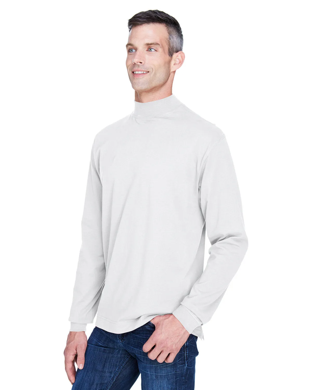 Devon & Jones Adult Sueded Cotton Jersey Mock Turtleneck