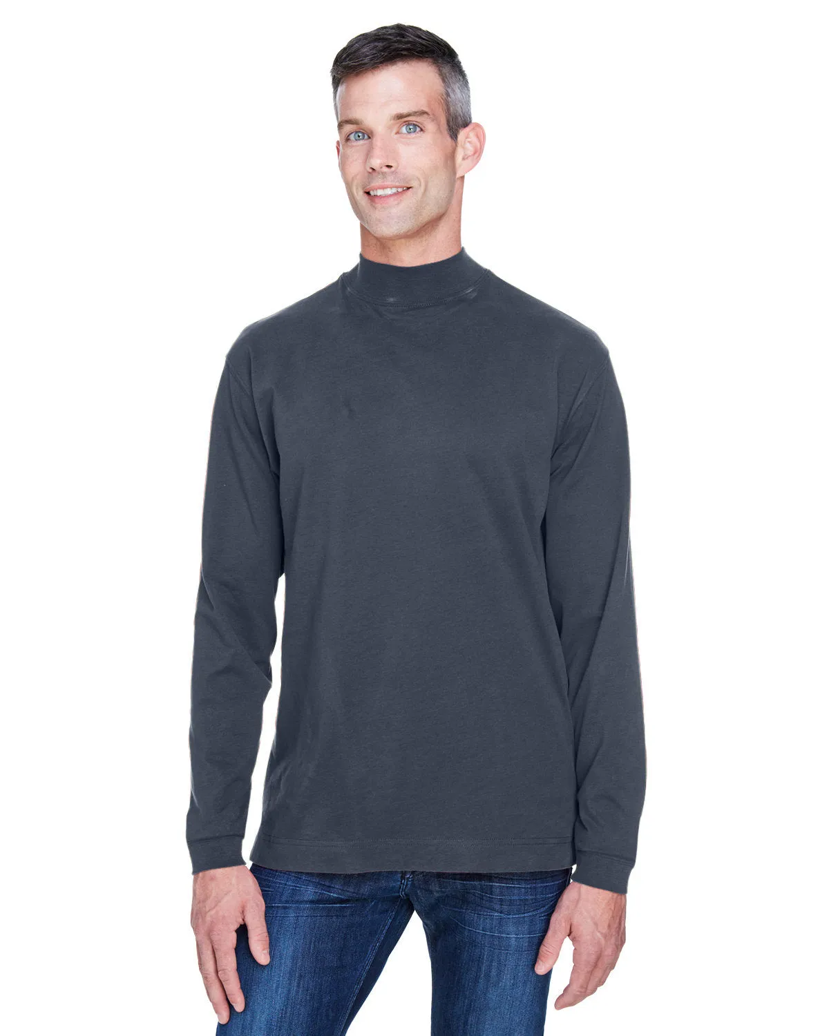 Devon & Jones Adult Sueded Cotton Jersey Mock Turtleneck