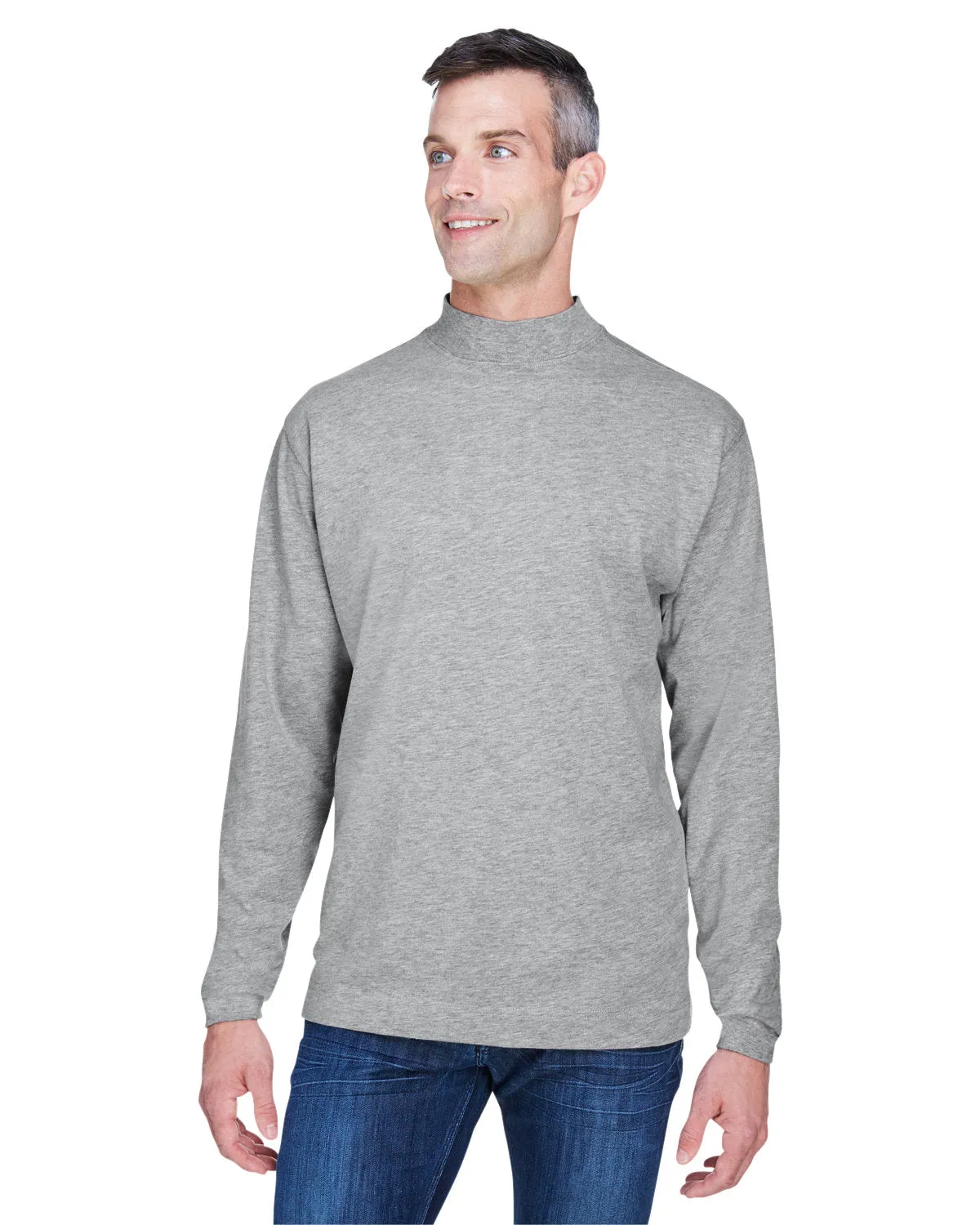 Devon & Jones Adult Sueded Cotton Jersey Mock Turtleneck