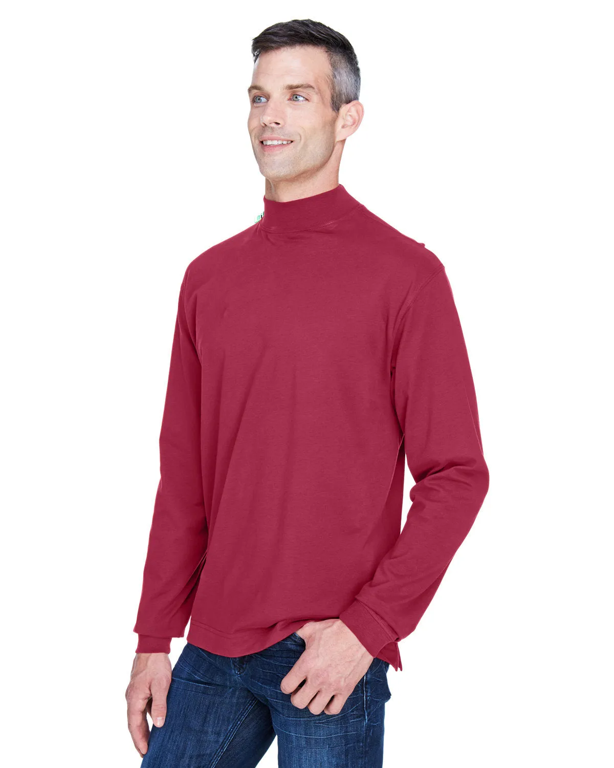 Devon & Jones Adult Sueded Cotton Jersey Mock Turtleneck